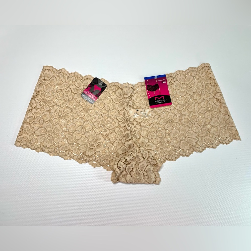 Maidenform Women's Beige Lace Boyshorts panties Size XL/8 Bundel -4 - Picture 3 of 9